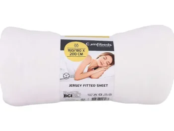 Clearance Comfibeds Jersey Hoeslaken Beige,Wit
