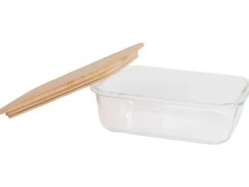 Discount Lock & Lock Excellent Houseware Glazen Vershoudschaal Met Bamboe Deksel Transparant