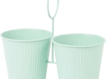 Sale Merk Home Accents Duo Bloempot In Houder Zwart,Groen,Wit