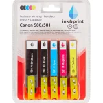 Fashion Merk Ink & Print Inktcartridges Canon 580/581 Zwart,Blauw,Roze,Geel