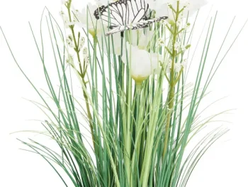 Sale Merk Kunstgrashalm Met Bloemen En Vlinders Geel,Paars,Roze,Wit