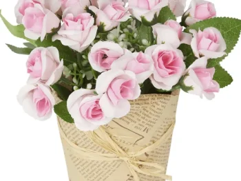 Outlet Merk Kunstroosjes In Papieren Pot Rood,Roze,Wit