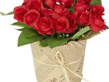 Outlet Merk Kunstroosjes In Papieren Pot Rood,Roze,Wit