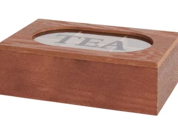 New Merk Theebox Met Tekst Bruin,Wit,Zwart