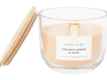 Best Candra Treewick Geurkaars Met Houtlont Blauw,Taupe,Wit