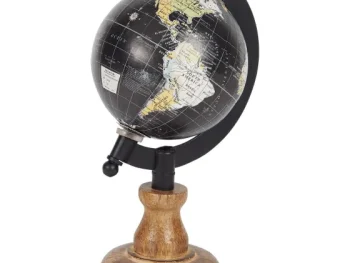 New Merk Wereldbol Op Mangohouten Voet Beige,Groen,Zwart