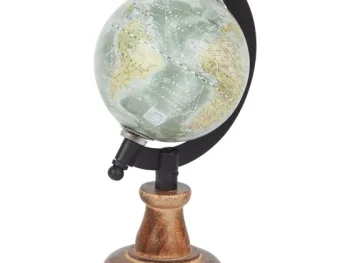 New Merk Wereldbol Op Mangohouten Voet Beige,Groen,Zwart